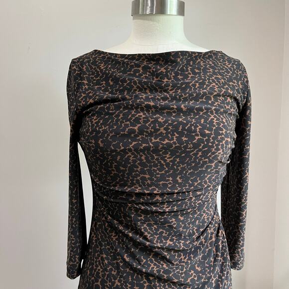 Lauren Ralph Lauren Women's Ruched Leopard Ruched Sheath Career Dress Size 6 - Picture 4 of 6